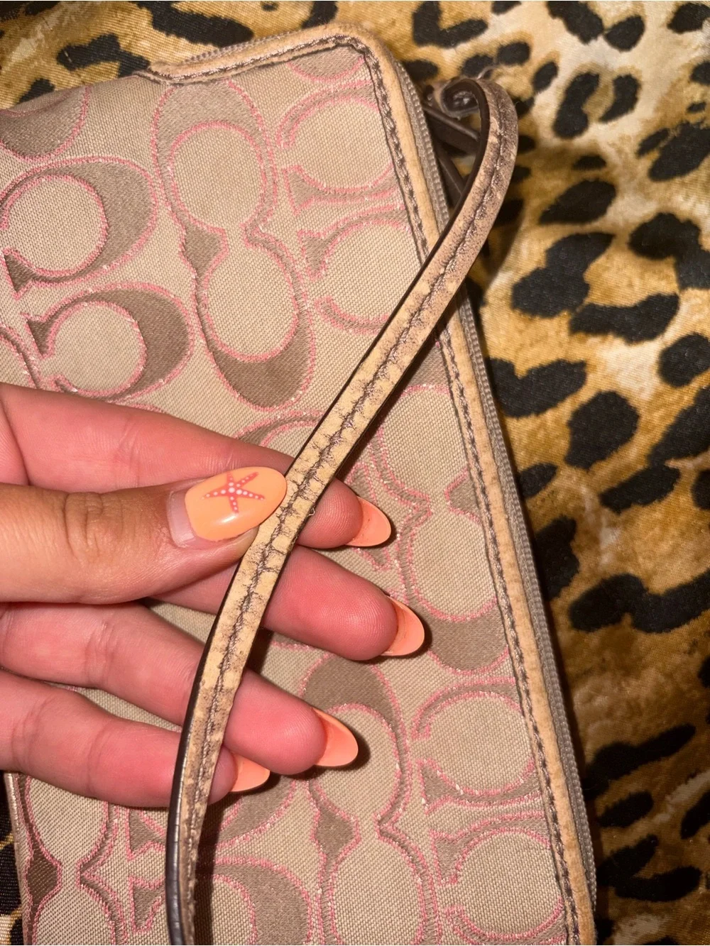 Coach Beige and Pink Signature wallet